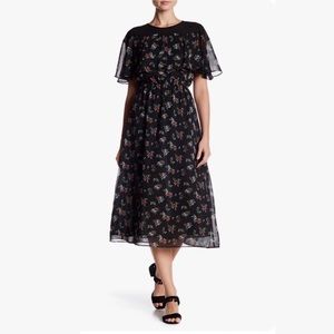 Current Air Black Floral Midi Dress Medium